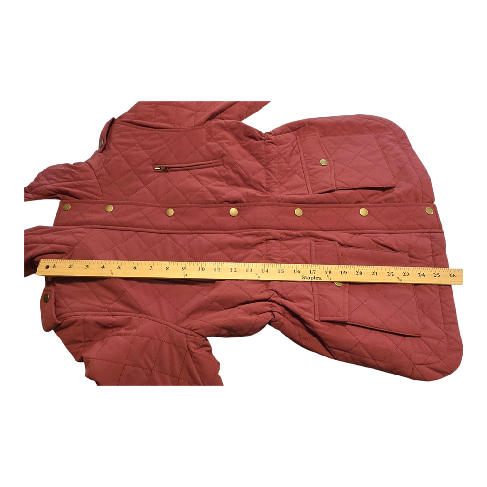Eden Society Coat Womens Size Small Burgundy Quilted Sherpa Lined Hooded Warm - Picture 14 of 15